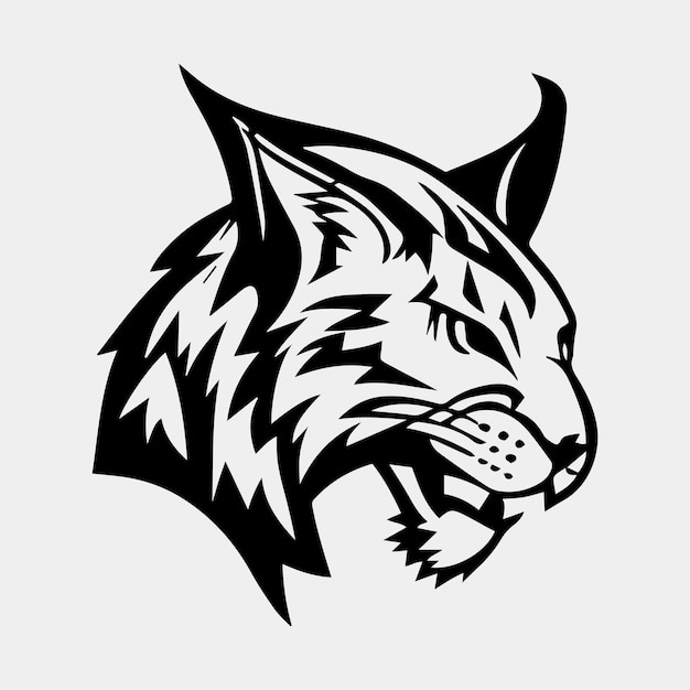 Silueta de diseño de logotipo de vector de cabeza de lince salvaje