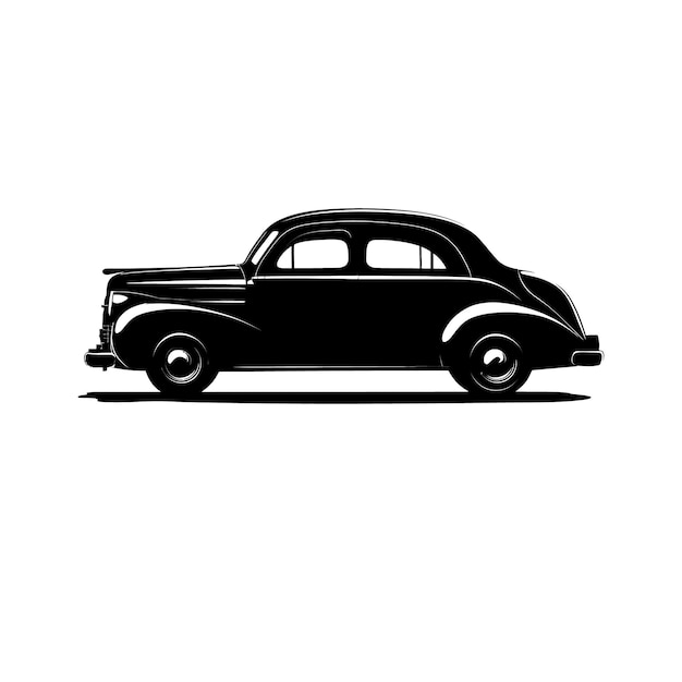 Una silueta de diseño de logotipo vintage ilustración de un automóvil antiguo que captura la nostalgia y el clásico