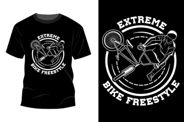 Silueta de diseño de maqueta de camiseta de estilo libre extreme bike