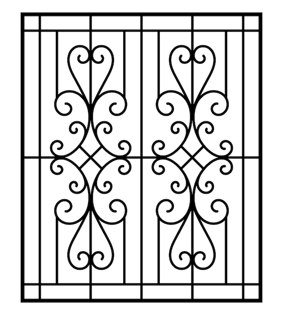 Silueta del diseño de la parrilla de la ventana de hierro