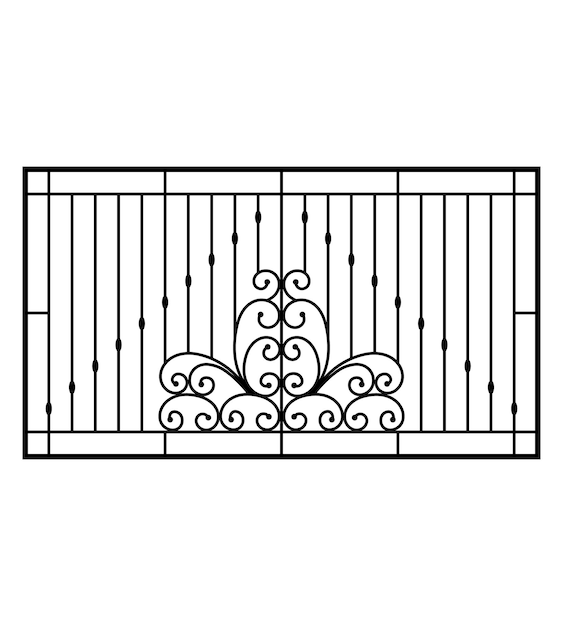 Silueta del diseño de la parrilla de la ventana de hierro