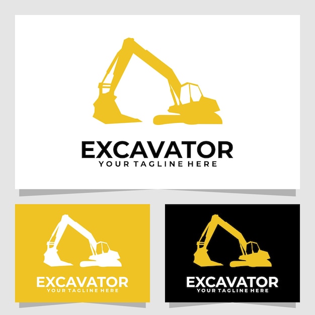Silueta de diseño de vector de logotipo de excavadora
