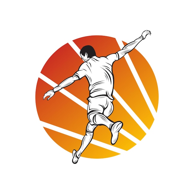 Silueta de diseño de vector de logotipo de fútbol