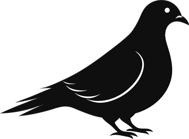 Silueta de un diseño vectorial de clipart de un pájaro paloma volador en un fondo de color blanco
