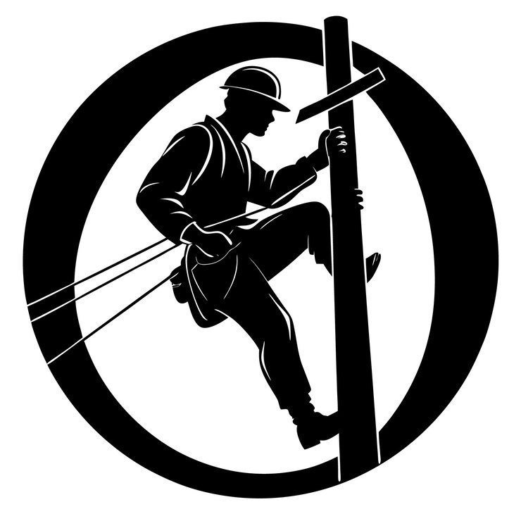Vector silueta del diseño vectorial de escalada del hombre de línea eléctrico