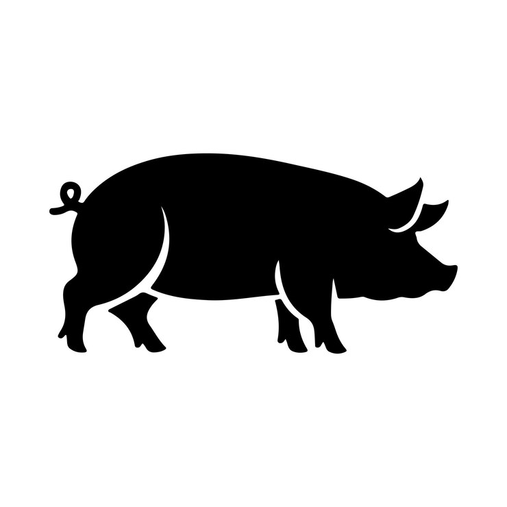 Silueta de diseño vectorial simple de perro en fondo blanco