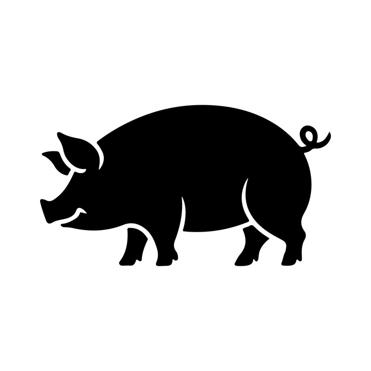 Silueta de diseño vectorial simple de perro en fondo blanco