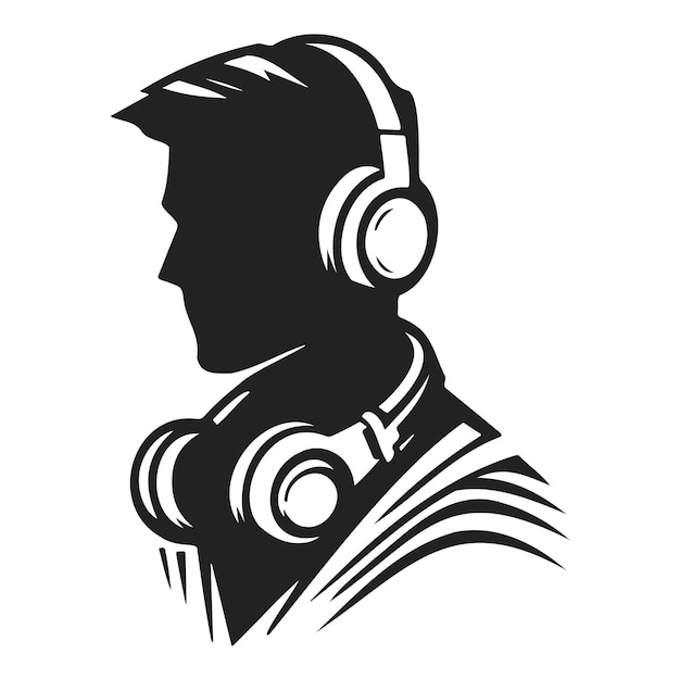 Silueta de un DJ con auriculares