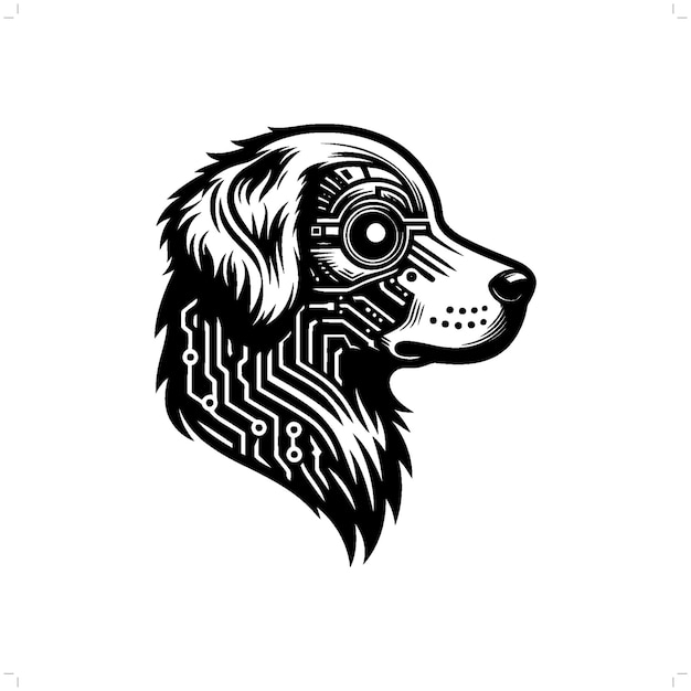 Vector la silueta del dogen retriever en la ilustración futurista moderna del ciberpunk animal