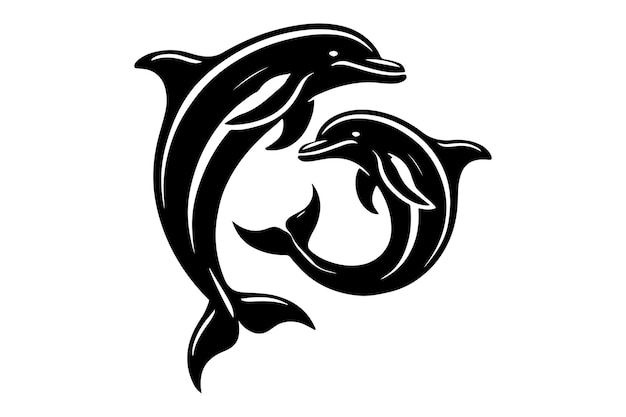 La silueta de dos delfines