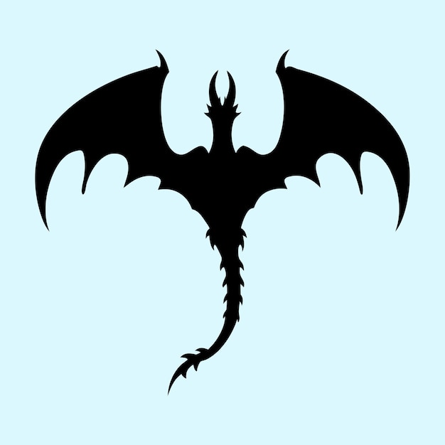 Silueta de dragón negro con las alas extendidas