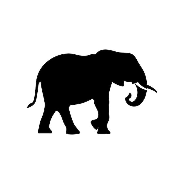 Vector una silueta de elefante en blanco y negro con un clip de arte vectorial del logotipo