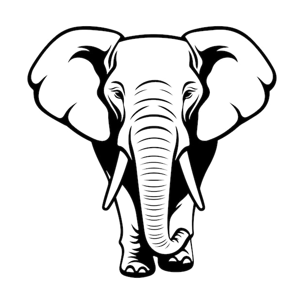 Vector una silueta de elefante en un fondo blanco