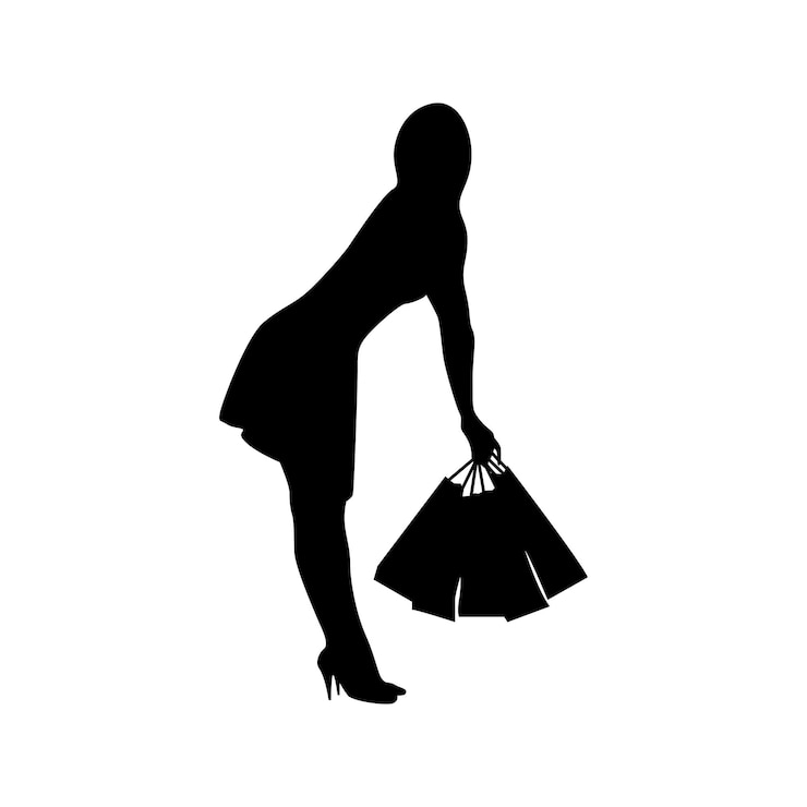Una silueta elegante de una chica de compras vestida con las últimas tendencias irradia confianza