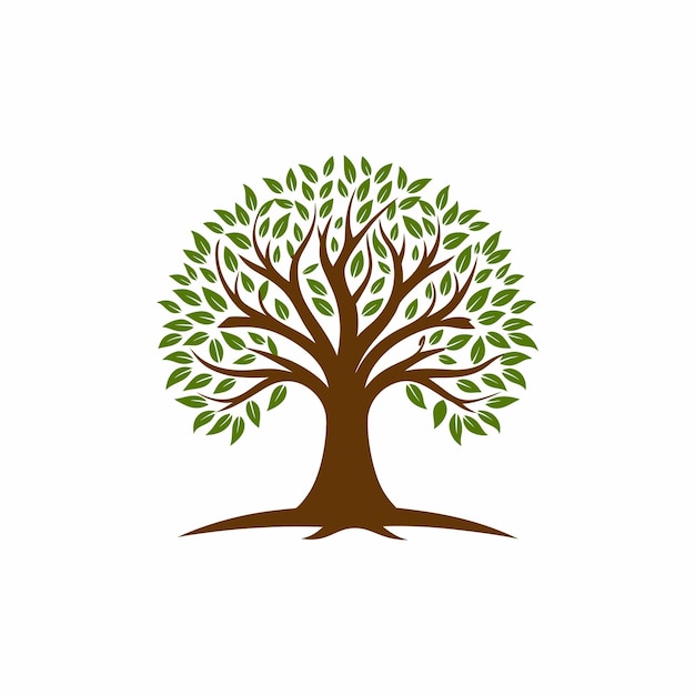 silueta elegante y el logotipo de un árbol natural