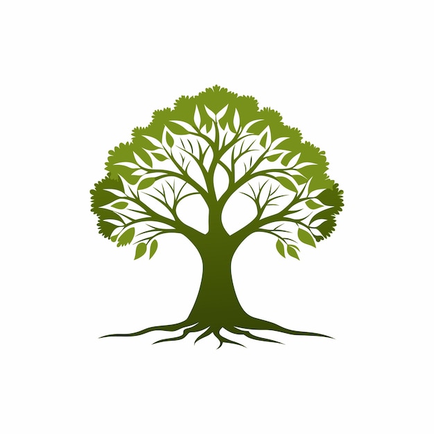 silueta elegante y el logotipo de un árbol natural