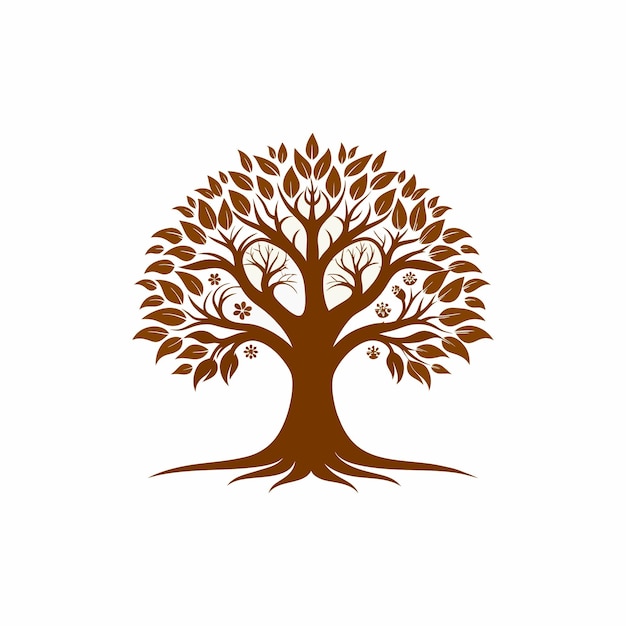 silueta elegante y el logotipo de un árbol natural