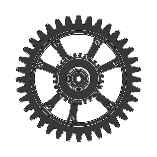 Silueta del engranaje de la máquina Cogwheel sólo color negro