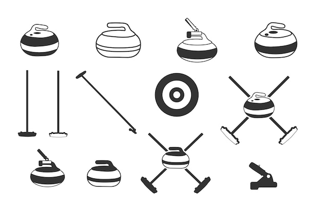 Vector silueta del equipo deportivo de curling