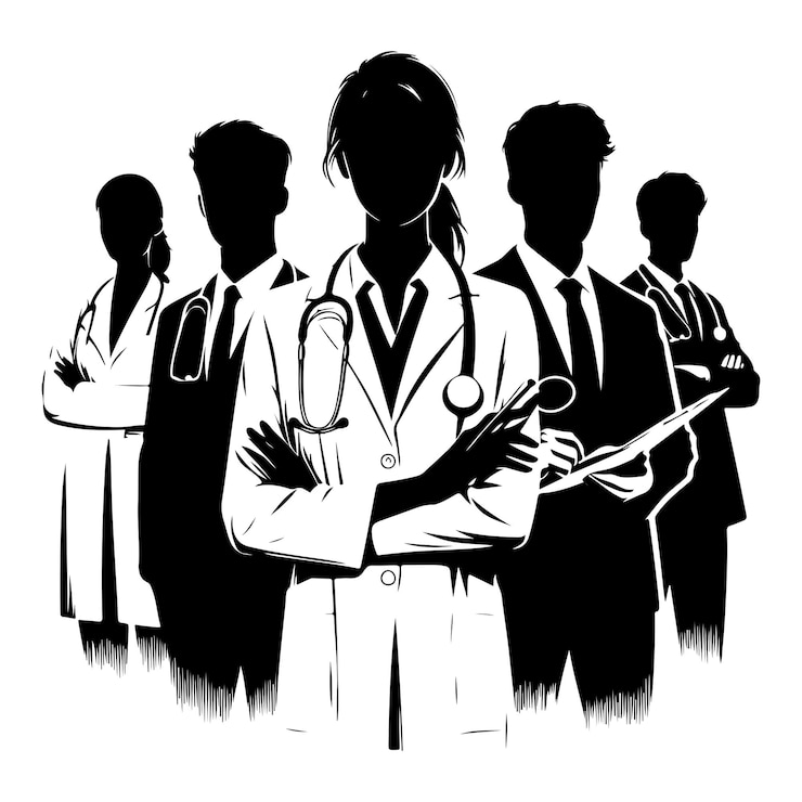 silueta del equipo médico negro