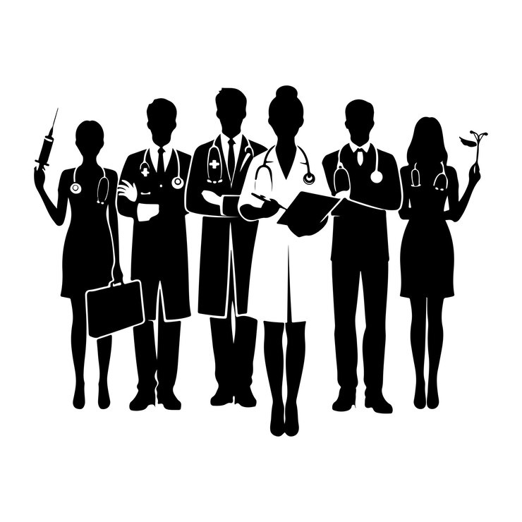 silueta del equipo de médicos
