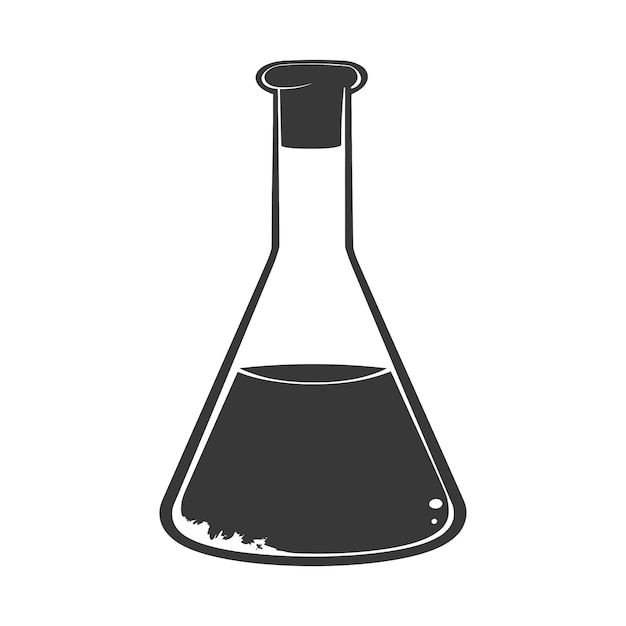 Silueta Erlenmeyer tubo de frasco de laboratorio vidrio sólo color negro