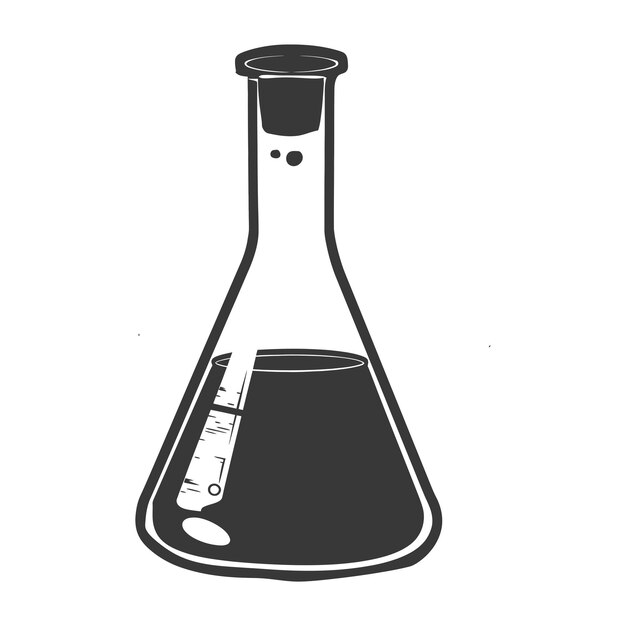 Silueta erlenmeyer tubo de frasco de laboratorio vidrio sólo color negro