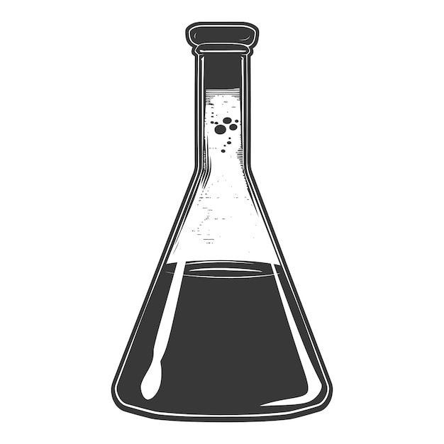 Vector silueta erlenmeyer tubo de frasco de laboratorio vidrio sólo color negro