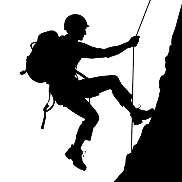 Silueta de un escalador en una aventura de montaña