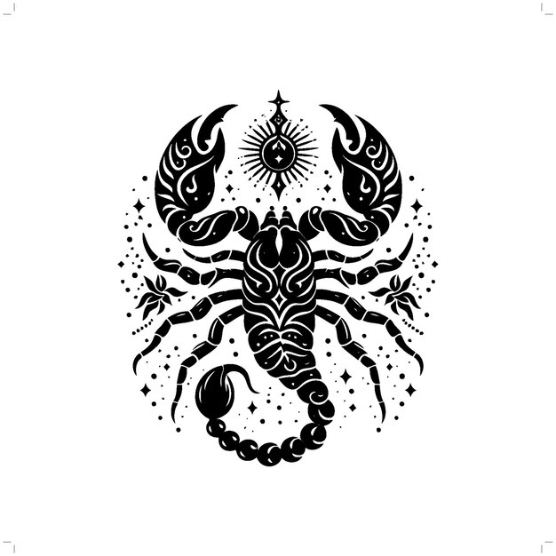 silueta de escorpión en la ilustración de la naturaleza bohemia boho