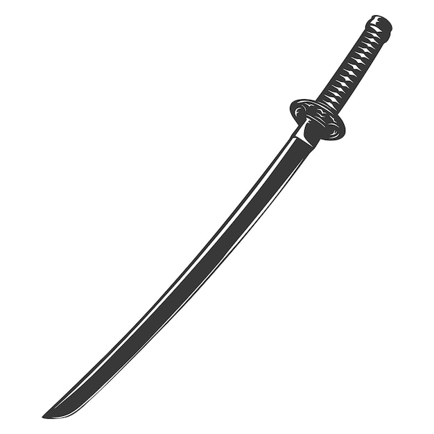 La silueta de la espada katana es de color negro sólo lleno