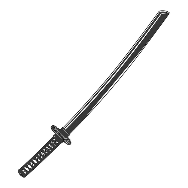 Vector la silueta de la espada katana es de color negro sólo lleno