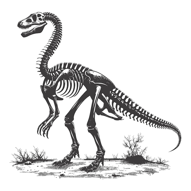 Silueta esqueleto de dinosaurio sólo color negro