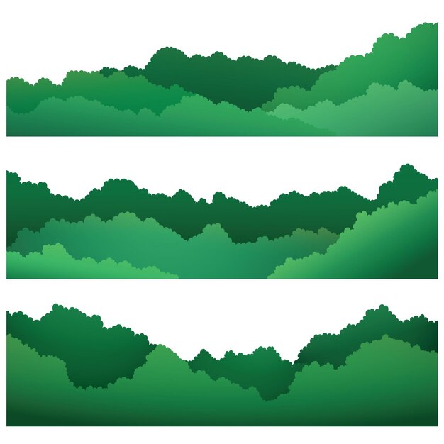 Silueta estilizada de bosque verde para pancartas y presentaciones