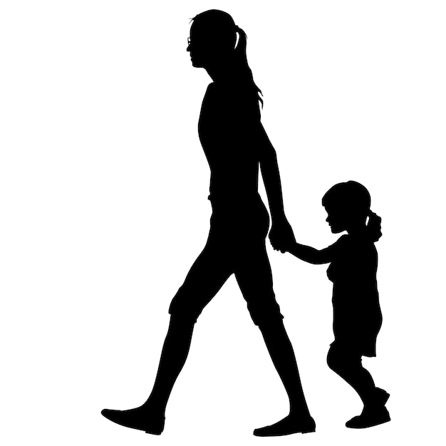 silueta, de, familia feliz, en, un, fondo blanco