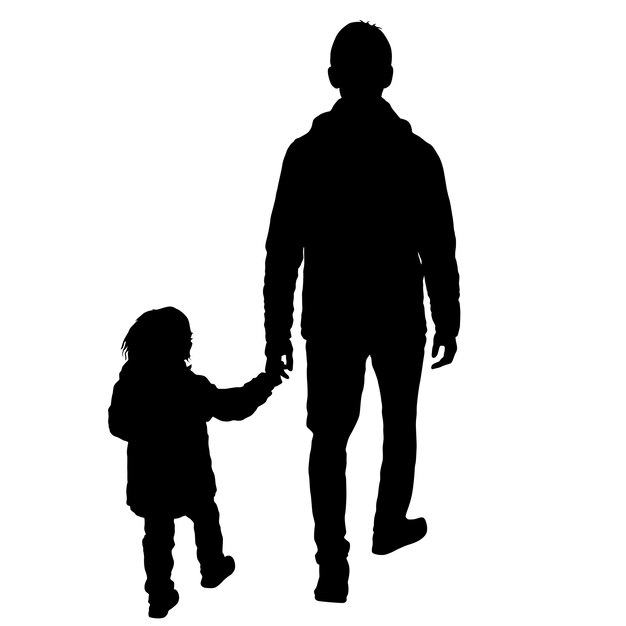 silueta, de, familia feliz, en, un, fondo blanco