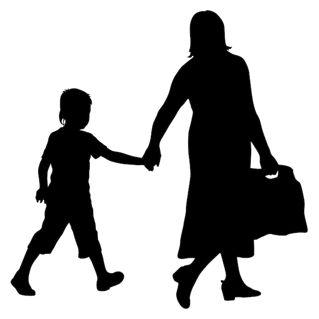 silueta, de, familia feliz, en, un, fondo blanco
