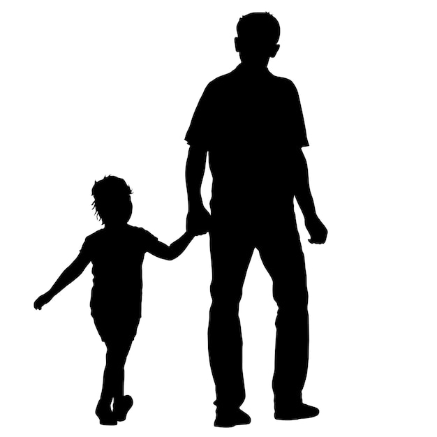 silueta, de, familia feliz, en, un, fondo blanco