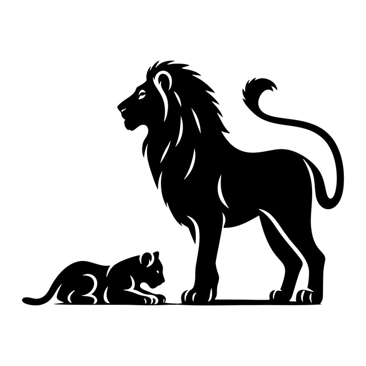 La silueta de la familia León Un poderoso gráfico vectorial