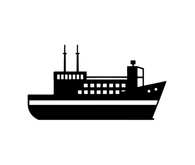 Silueta de un ferry sobre un fondo blanco
