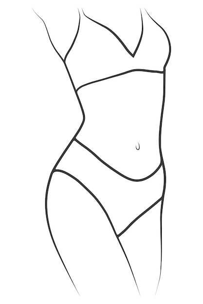 Vector silueta de una figura femenina aislada sobre un fondo blanco
