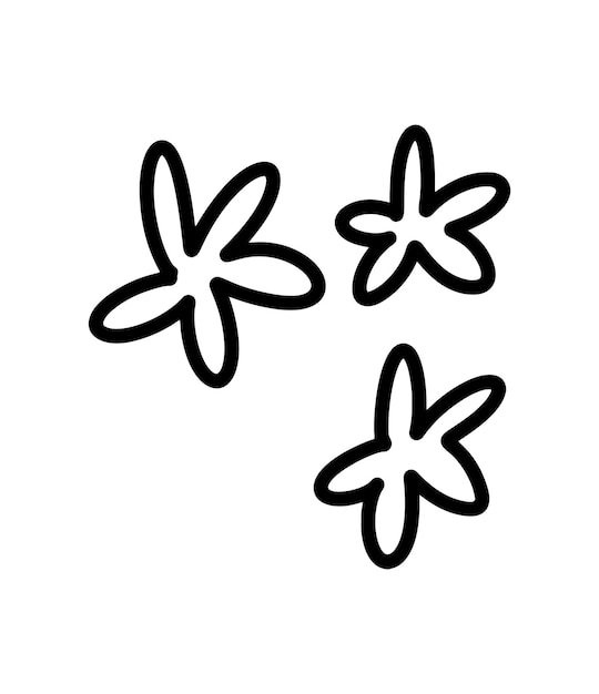 Silueta de flor abstracta dibujada a mano. Ilustración vectorial simple en blanco y negro. Ramas decorativas. Icono de hoja de primavera y verano. Estilo Doodle