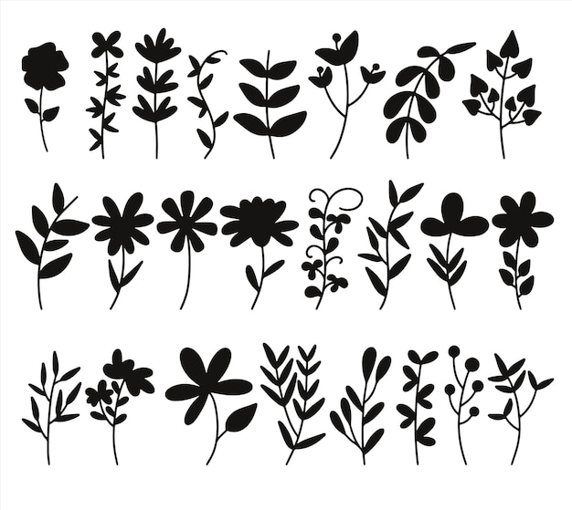 Silueta de flor floral dibujada a mano