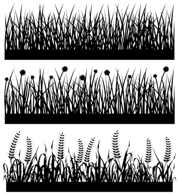 Vector silueta de flor de planta de hierba.