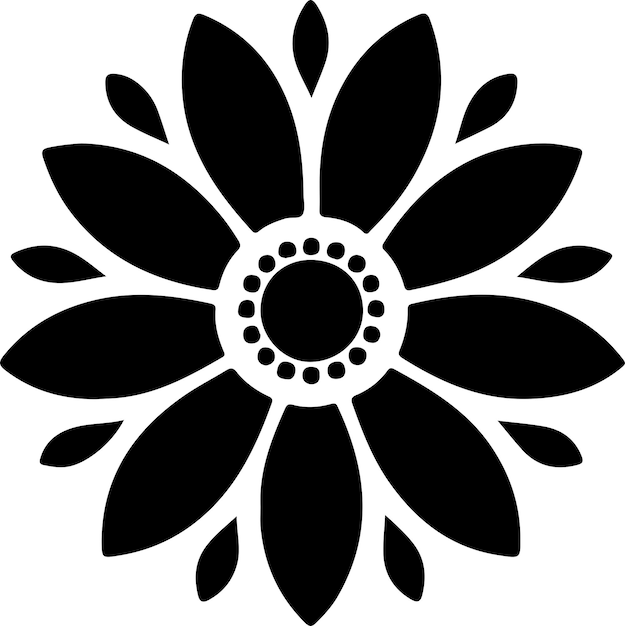 Silueta de flor sencilla Vector silueta de color negro
