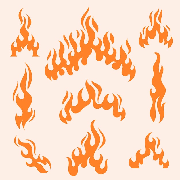 Silueta de fuego plano