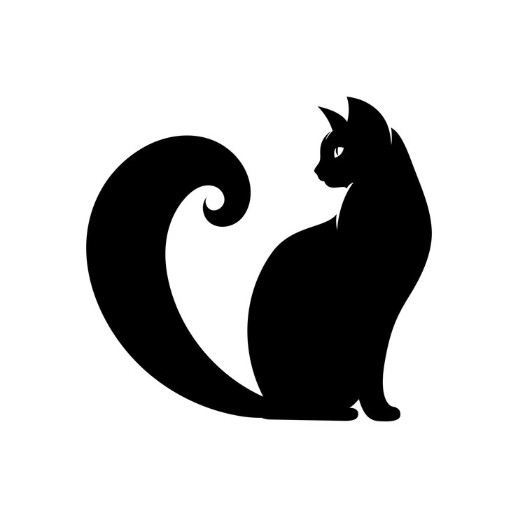La silueta de un gato negro de dibujos animados
