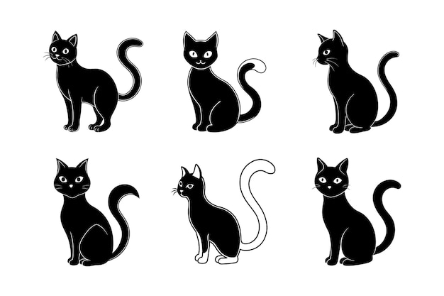 La silueta del gato negro de Halloween