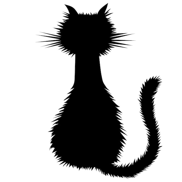 Vector silueta de un gato negro sentado.