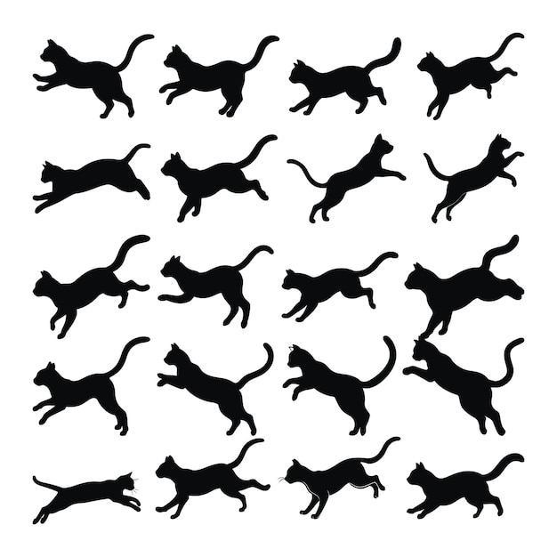 silueta de gato salto de gato SVG cabeza de gato cara de gato corte de archivos diseño de gato vector gato vector